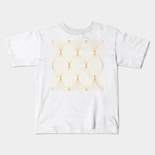 Art Deco diamond pattern navy and gold Kids T-Shirt